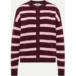 Cardigan mit Streifen 37903-red wine L