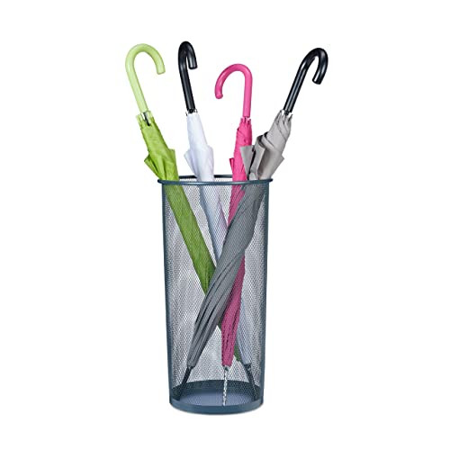 Relaxdays Paraplubak van metaal in antraciet, HxØ: 50 x 26 cm
