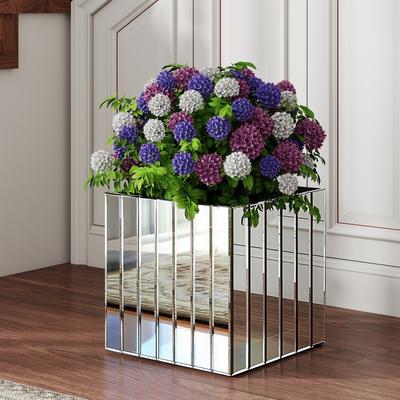 SHYFOY "14"" Mirrored Square Floor Vase"