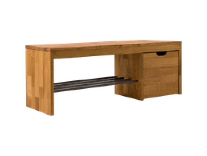 Banc à chaussures bois massif avec 1 cube de rangement Cyriel