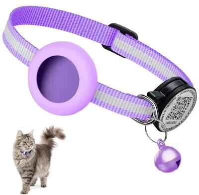 Inspire Essentials SafeTrack AirTag Cat Collar With QR Name Tag And Reflective Design d no Airtag Locator