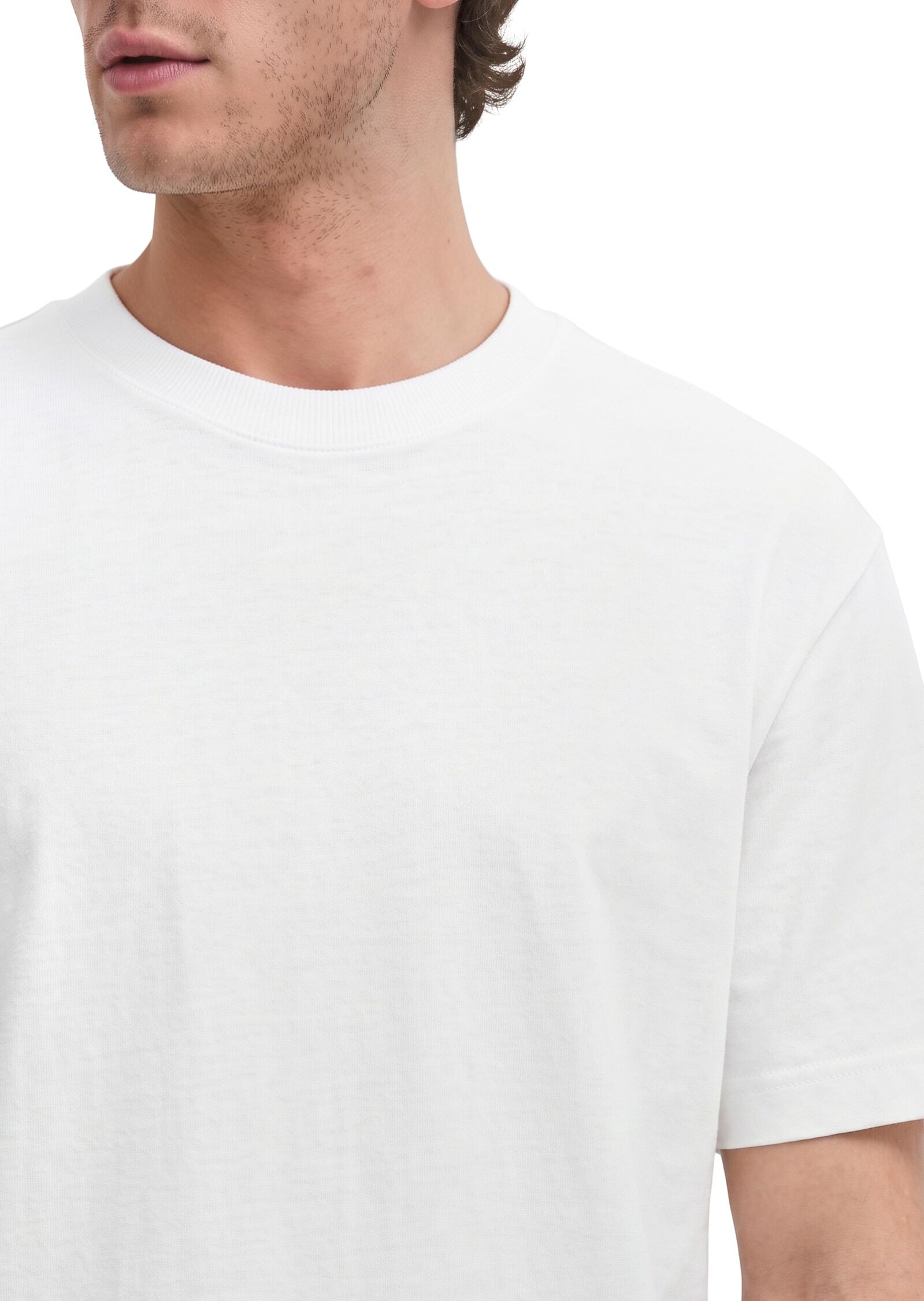 T-Shirt MARC O'POLO "aus schwerem Bio-Baumwoll-Jersey", Herren, Gr. M, weiß, Obermaterial: 100% Baumwolle, unifarben, Basic, relaxed fit, Rundhals, Shirts T-Shirt
