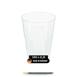 DeinPack 150 Cocktailbecher 300ml Made in Germany  wiederverwendbare Getränkebecher mit Eichstrich