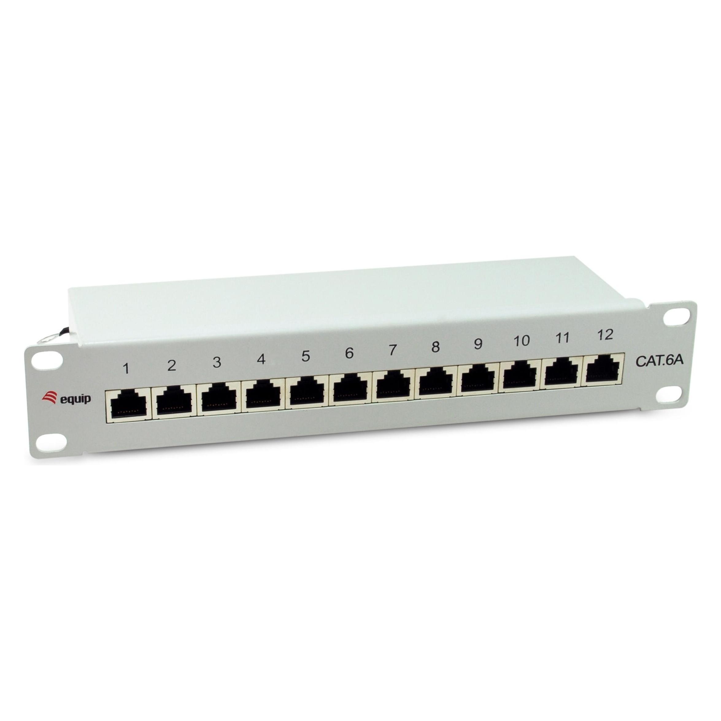 equip Patchpanel 12x RJ45 Cat6A 10" FTP 1HE Premium hellgrau (326523)