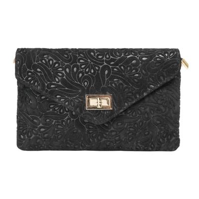 Abendtasche SAMANTHA LOOK "SAMANTHA LOOK Damen echt Leder, Made in Italy", Damen, Gr. B/H/T: 26cm x 17cm x 2cm onesize, schwarz, Leder, gemustert, Taschen Abendtasche, echt Leder, Made in Italy