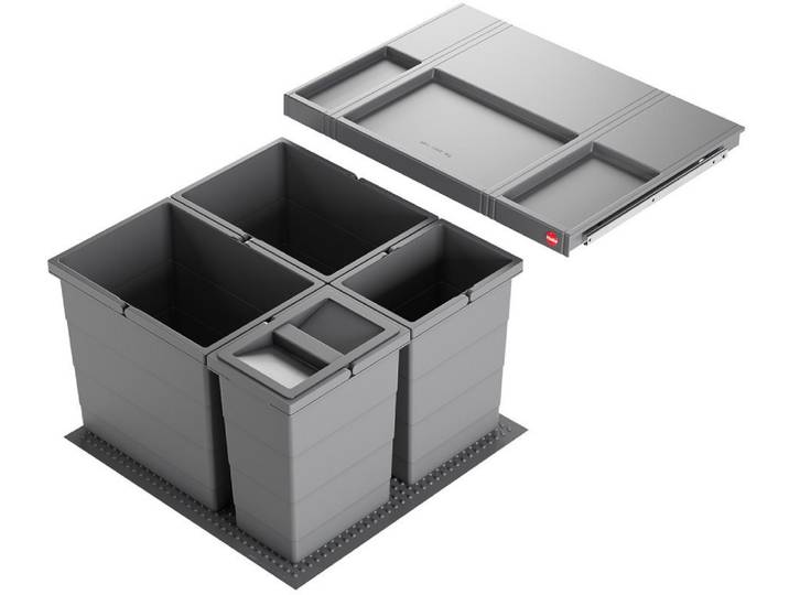 Hailo Einbaumülleimer HAILO Einbaumülleimer 3301641 AS Allegro 52 L 4-fach Dunkelgrau