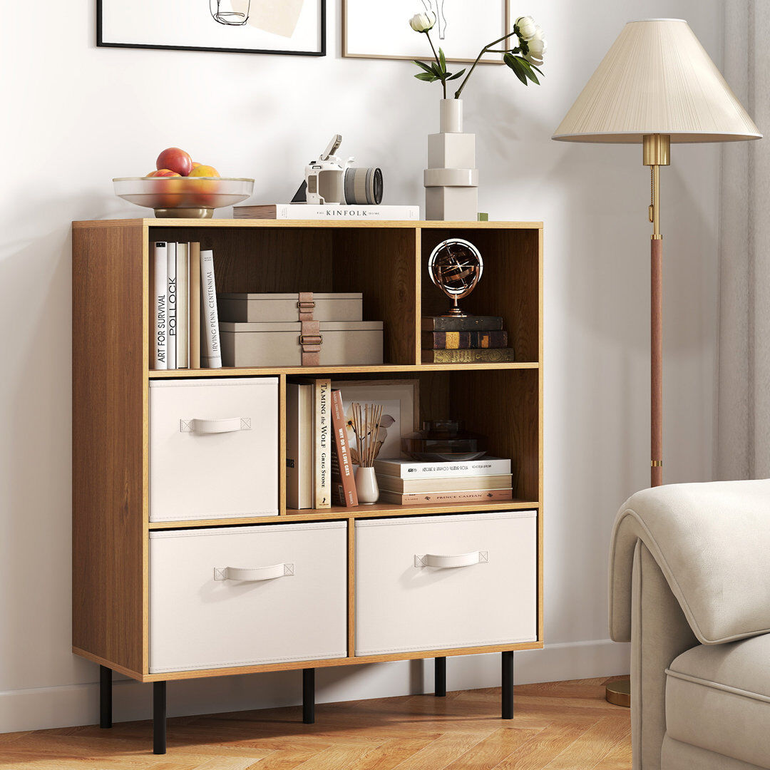 George Oliver 105 cm H x 90 cm W Cube Bookcase Yellow 105cm H X 90cm W X 40cm D