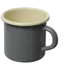 MARELIDA Krüger Becher 8 cm Blechbecher Henkelbecher 0,35L emailliert grau creme