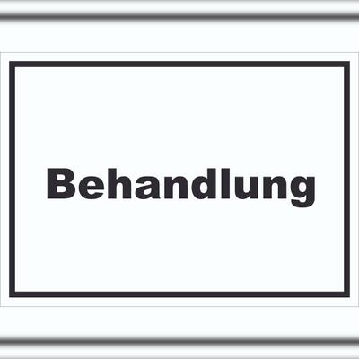 HB-Druck Behandlung Schild mit Text Behandlungsraum waagerecht A2 (420x594mm)