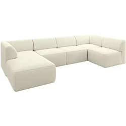 WOHNLANDSCHAFT Ottomane Links MOVO-L 345x180x78 cm Beige Bouclé