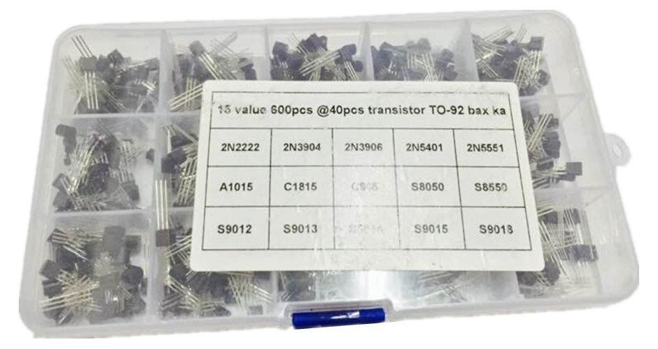 Lustrens 600 stuks NPN PNP Power Transistor assortiment met 15 waarden
