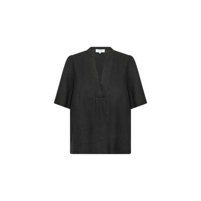 Blusentop LEVETE ROOM "Levete Room Shirt LR-NAJA", Damen, Gr. M, schwarz (9999 schwarz), Obermaterial: 55% Leinen, 45% Viskose, Blusen Blusentop