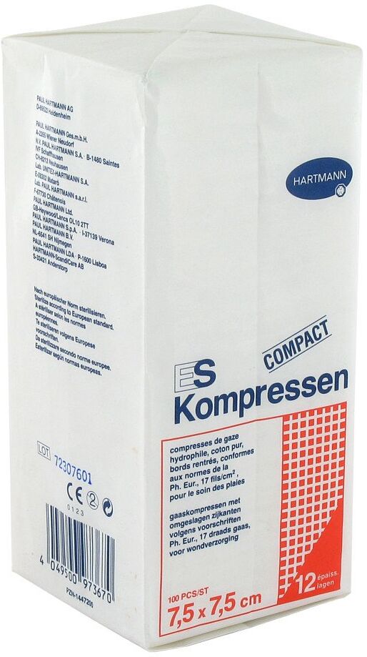 Paul Hartmann AG Es-kompressen unsteril 7,5x7,5 cm 12fach 100stk