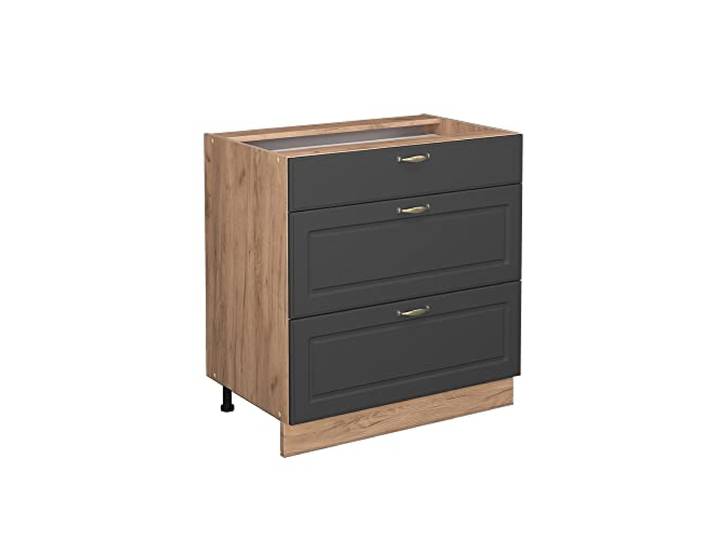 Vicco Küchenunterschrank Fame-Line, Anthrazit-Gold Landhaus/Goldkraft Eiche 80 cm