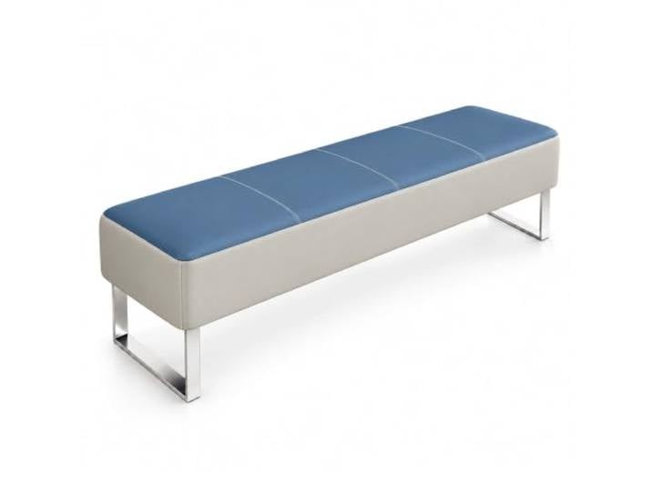 Empfangsbank aus Kunstleder, Belastbare Sitzbank ohne Lehne mit Metallfüßen Gewerbliche Gästebank für Wartezimmer, Büros, Praxen, Salons, Spas und Friseursalons(J,150cm/59in)