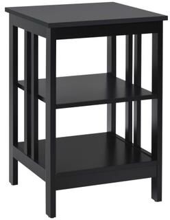 Costway 2 Pieces 3-Tier Nightstand with Reinforced Bars and Stable Structure-Black