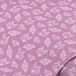 Baumwollstoff Schmetterlinge "Lena", lila-weiß