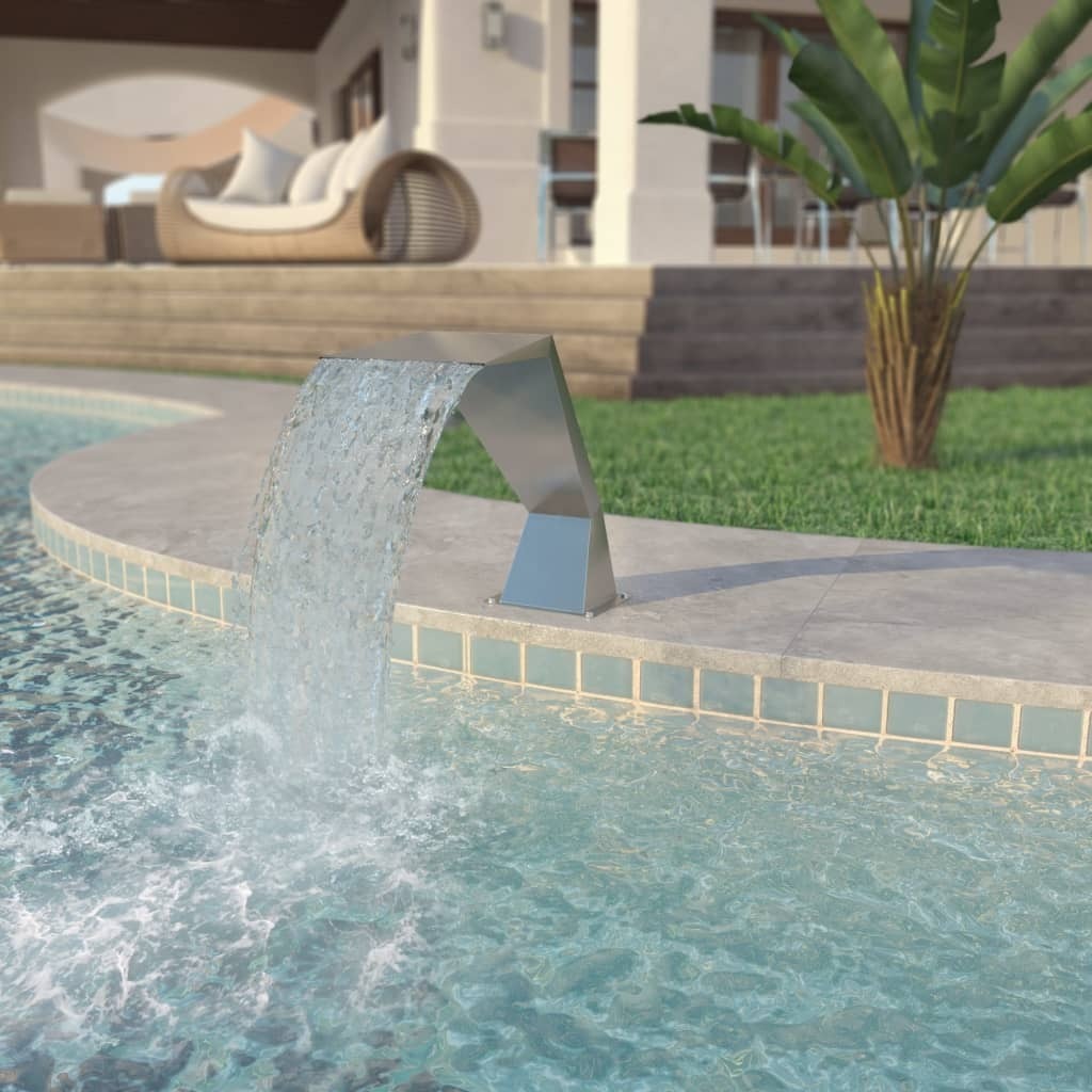 The Living Store Pool-Wasserfall Edelstahl 64x30x52 cm Silbern
