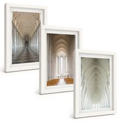 BILDER SET 3er Set - 20x30 cm Weißer Rahmen - Innenräume historischer Gebäude