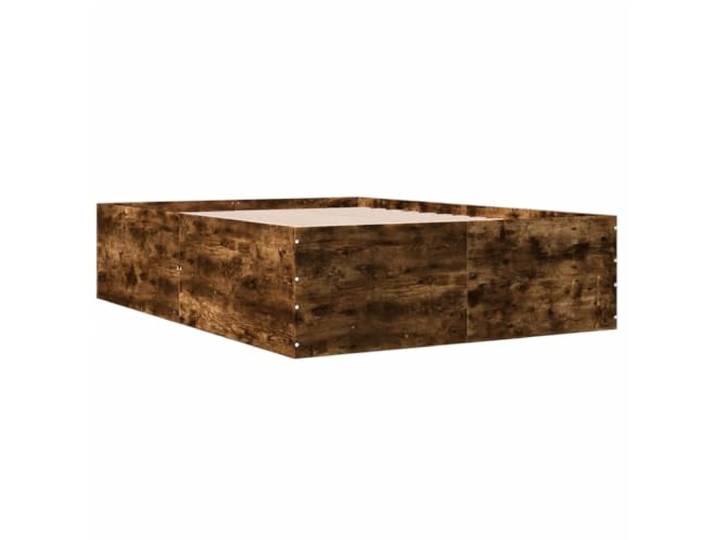 KTHLBRH Bettgestell Eiche Rauch 135 x 190 cm aus mehrschichtigem Holz Lattenrost inklusive, Sperrholz, modernes Design, optimale Unterstützung, Schlafzimmer