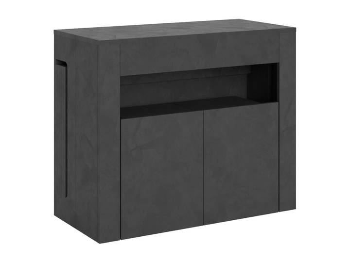 Console extensible 90x42/302 cm effet bois anthracite avec banc
