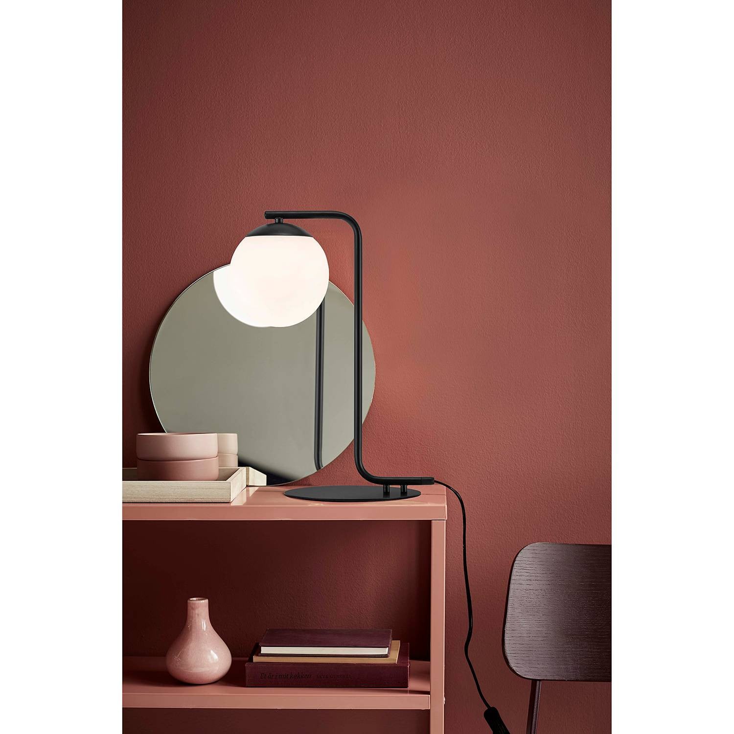 Nordlux Grant Design Tafellamp Wit/Zwart met Glas en Metaal, Ø 15 cm, E14