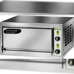 FIMAR professioneller elektrischer Pizzaofen Modell MICROV1C. Manuell. 1 Backkammer mit feuerfestem Deckel. Kammer 405 x 405 mm