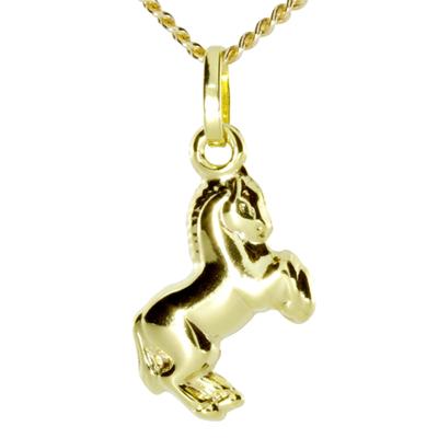 Kette mit Anhänger OSTSEE-SCHMUCK "Ostsee-Schmuck Kette mit Anhänger Pferd Kette mit Anhänger Pferd" Gr. 45, gold, Halsketten, Damen, 45cm, Gelbgold 333, L: 42