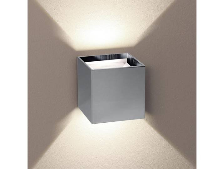 s.luce Led-Wandlampe Ixa Chrom Quadratisch, Chromfarben, Metall, Quadratisch,Quadratisch, LED integrated, 10x10x10 cm, Lampen & Leuchten, LED Beleuchtung, LED-Wandleuchten