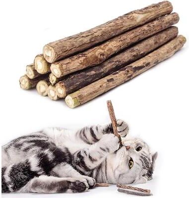 Uplifted Finds "Natural Silvervine & Catnip ""Oral Care"" Chew Sticks 10 Pcs A Bag"