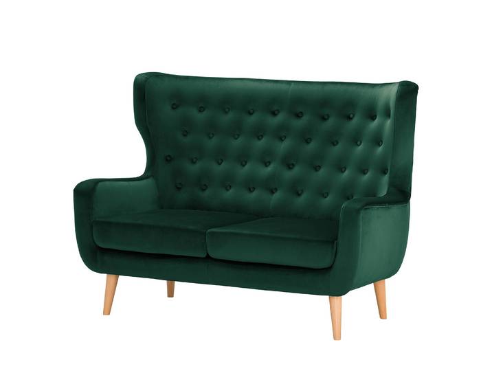 Sofa Boyka I 2-Sitzer Grün/Antikgrün Samt Ravi 144 x 105 x 88cm Skandi