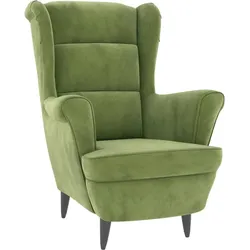Décoshop26 - Moderner Designer-Loungesessel in hellgrünem Samt DEC028682 DEC028682
