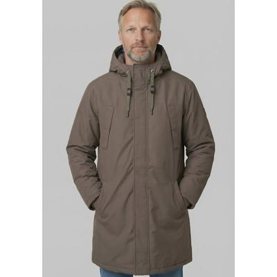 Wintermantel DERBE "Valholm", Herren, Gr. S, braun (morelslashjet schwarz), Obermaterial: 65% Baumwolle, 35% Polyester. Füllung: 100% Polyester. Futter: 100% Polyester, Mäntel Wintermantel, Wasserabweisend, mit versiegelten Nähten