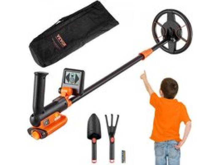 VEVOR Metalldetektor Kit für Kinder Multifunktionaler Profi-Detektor mit 2 Modi Metallsuchgerät wasserdichte 15,2cm Spule für Größere Tiefe, mit Schaufel und Tragetasche