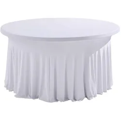 Oviala Business Elastischer, drapierter Bezug für runden Tisch Durchm.180cm - Oviala