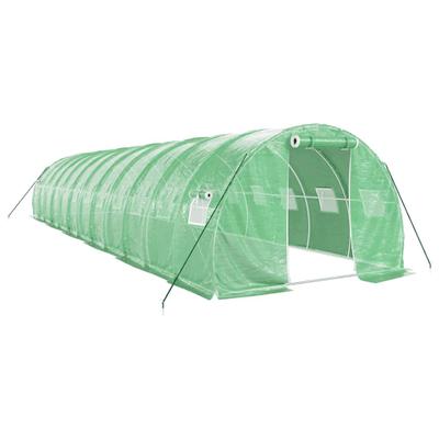 Helloshop26 - Gewächshauszelt für Pflanzen Blumen und Gemüse mit Stahlrahmen 36 m² 12 x 3 x 2 m grün 02_0044578