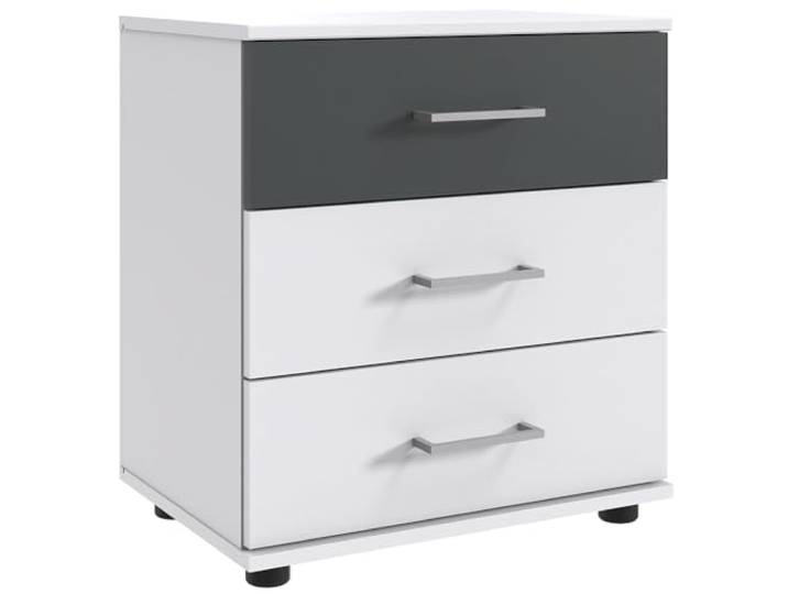Lomadox Nachttisch 52 cm breit Nachtschrank Nachtkommode Nachtschränkchen Betttisch Nachtkästchen modern in weiß mit Graphit