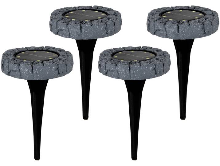 LED Gartenleuchte NÄVE LED-Solar Bodenleuchte , grau, H:11cm Ø:11cm, Leuchten, LED Gartenleuchte, mit Erdspieß, 4er Set