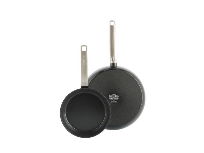 GreenPan Pfannenset Evolution, Schwarz, Edelstahl, Metall, 2-teilig, rund, backofengeeignet, antihaftbeschichtet, PTFE-frei, Kochen, Pfannen, Pfannensets