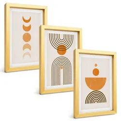 BILDER SET 3er Set - 20x30 cm Goldrahmen - Boho-minimalistische Dekorationen