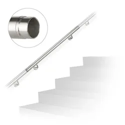 relaxdays Handlauf rund Edelstahl Ø 42 mm 100 cm erweiterbar silber