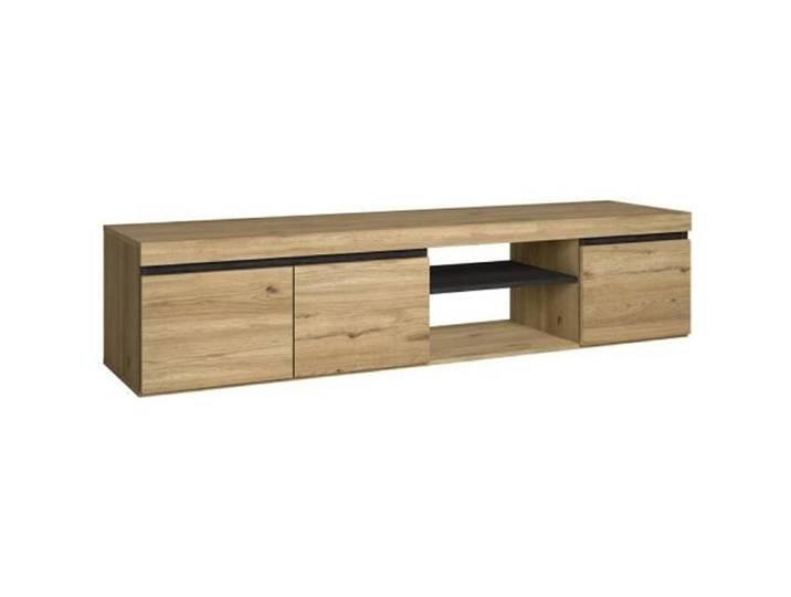 Meuble TV mod.NATURALE couleur Chêne/Noir 2 portes et 2 logements 160x40x41cm RF891