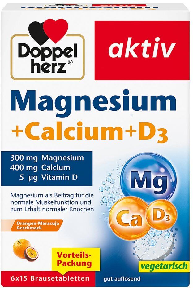 Doppelherz Magnesium+calcium+d3 Brausetabletten 6X15stk
