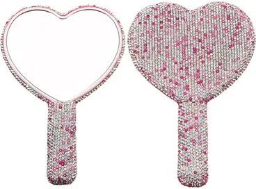 Fusion Finds Luxury Handheld Makeup Mirror With Sparkling Rhinestone Handle Portable Vanity Mirror For Beauty Touch Ups stick Diamond H