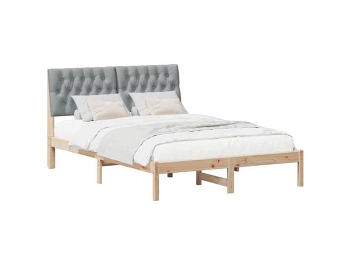 KTHLBRH Doppelbett 150 x 200 cm mit Kopfteil braun Massives Kiefernholz, Lattenrost, ohne Federnetz, Wand-Kopfteil