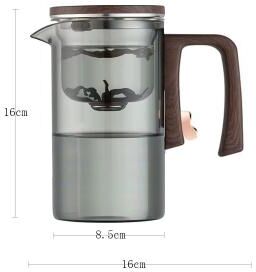 Inspired Finds Magnetic Tea Separation Glass Teapot With One Click Water Control And Wooden Handle teapot Smoke 6.30x3.35x6.30in