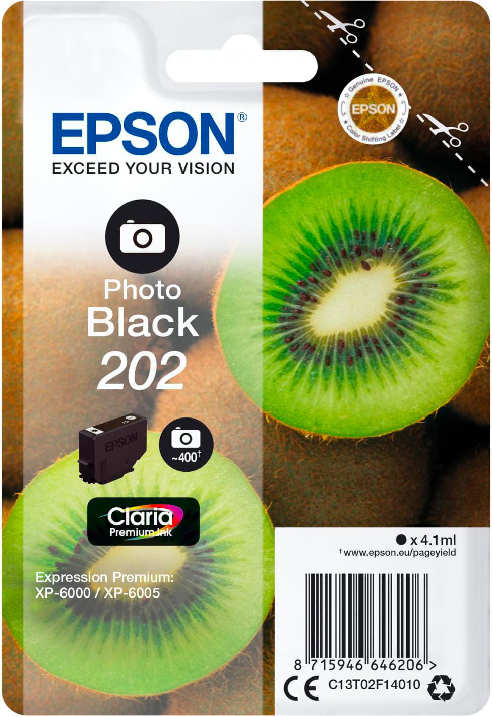 Epson C13t02f14020 Cartuccia Originale Inkjet Compatibile Con Expression Premium Xp-6000 / Xp-6005 Colore Nero - C13t02f14020 - Photo 202 Claria Premium Kiwi
