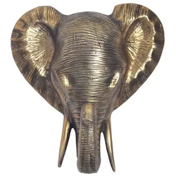 KADIMA DESIGN Wanddeko Elefant Aluminium Gold Afrika 41 cm Tierkopf, Design Wanddekoration Metall Deko Alu Modern, Wohndeko Exotisch, Wandskulptur Dekoration