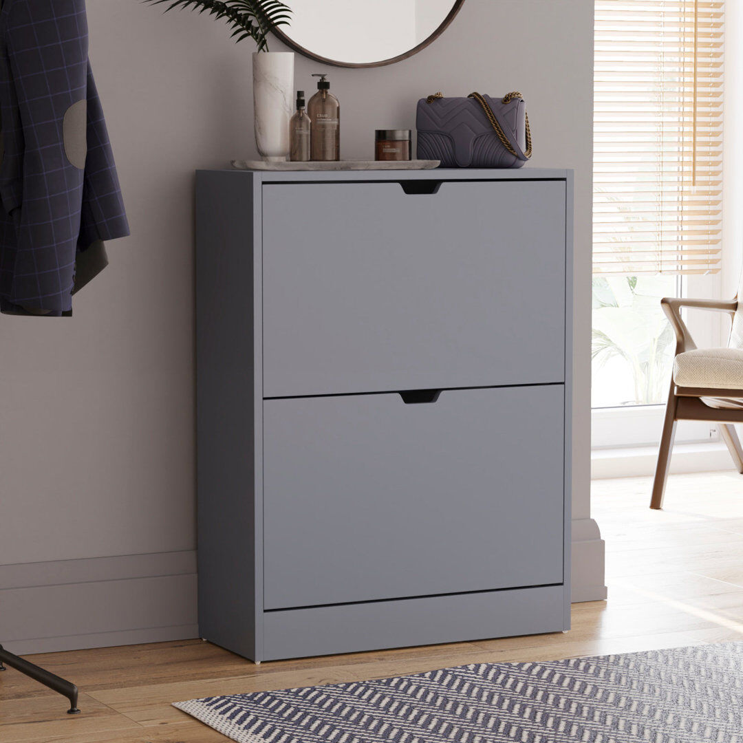 East Urban Home 12 Pair Shoe Storage Cabinet Grey 12