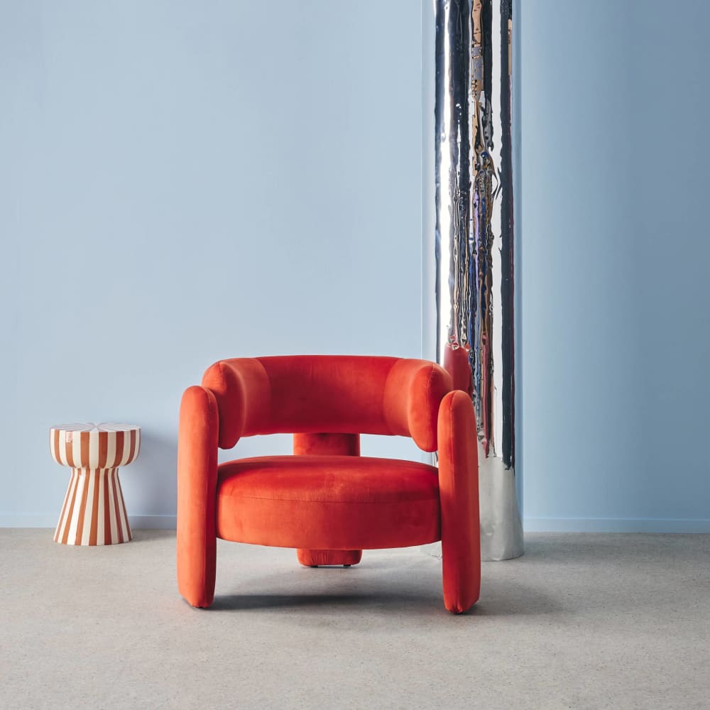 sweeek Fauteuil tripode en velours orange Orange 92x71x86cm